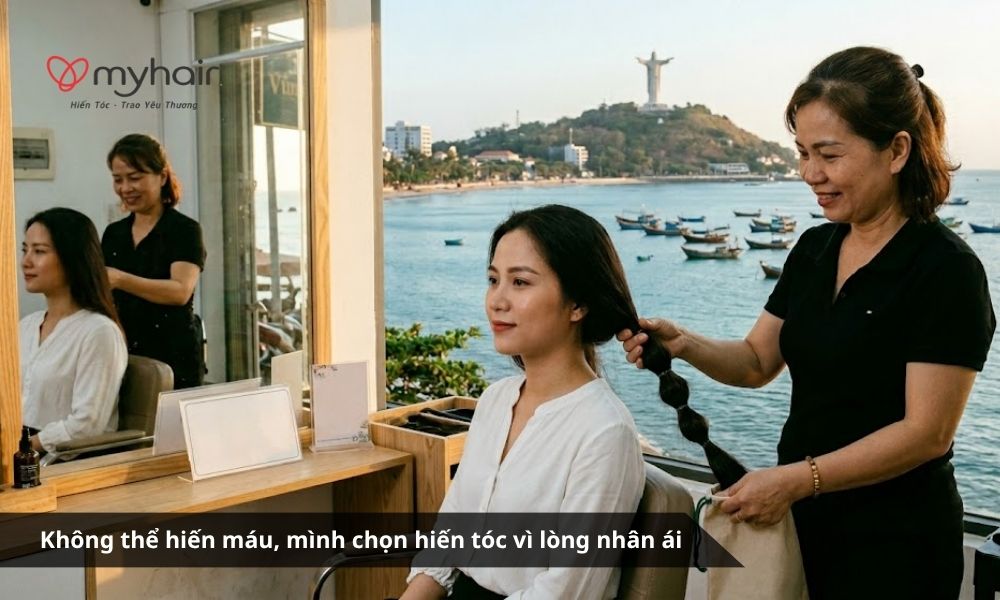 Không thể hiến máu, mình chọn hiến tóc vì lòng nhân ái