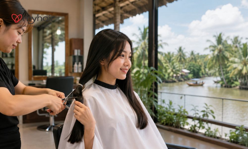 Khoảnh khắc sẻ chia bắt đầu từ quyết định hiến tóc ở Bến Tre