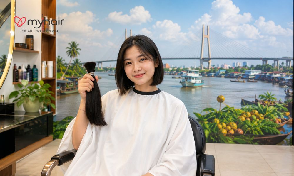 Tiệm tóc hỗ trợ hiến tóc ở Tiền Giang với ánh sáng tự nhiên