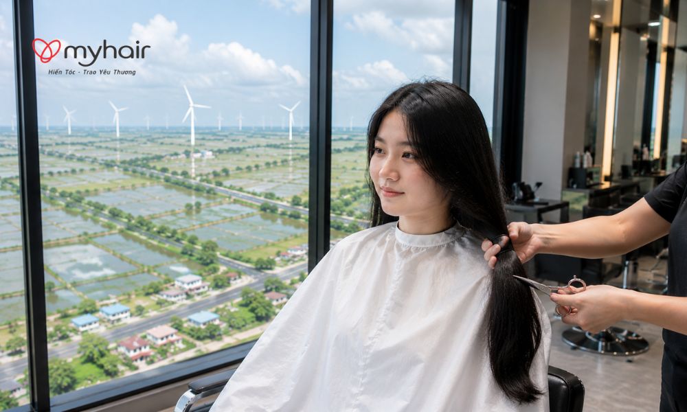 Khoảnh khắc đặc biệt sau khi cắt tóc hiến tóc ở Trà Vinh