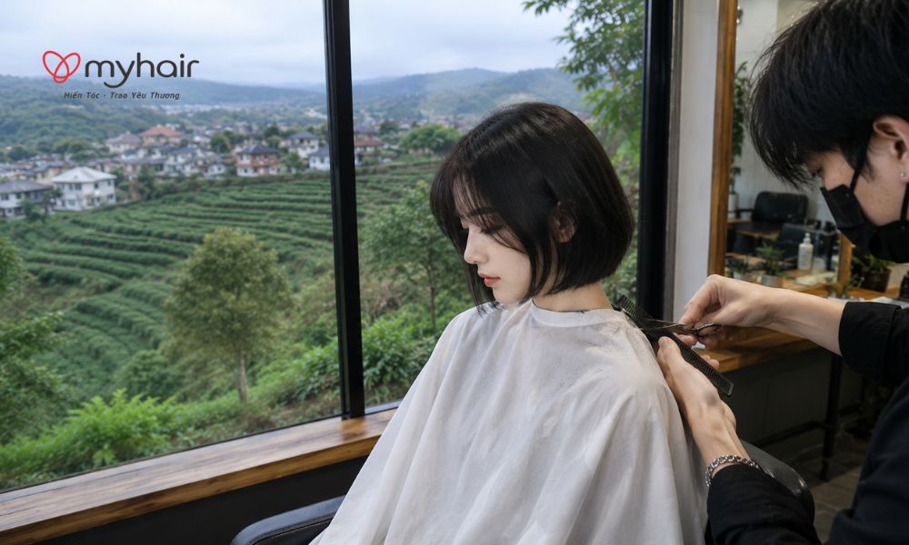 Cô gái trẻ tham gia hiến tóc tại Lâm Đồng sau nhiều năm nuôi tóc dài